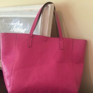 Large vegan leather Hot Pink Tote